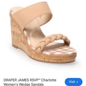 Draper James Tan Braided Toe Wedge Sandals